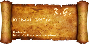 Kulhavi Géza névjegykártya